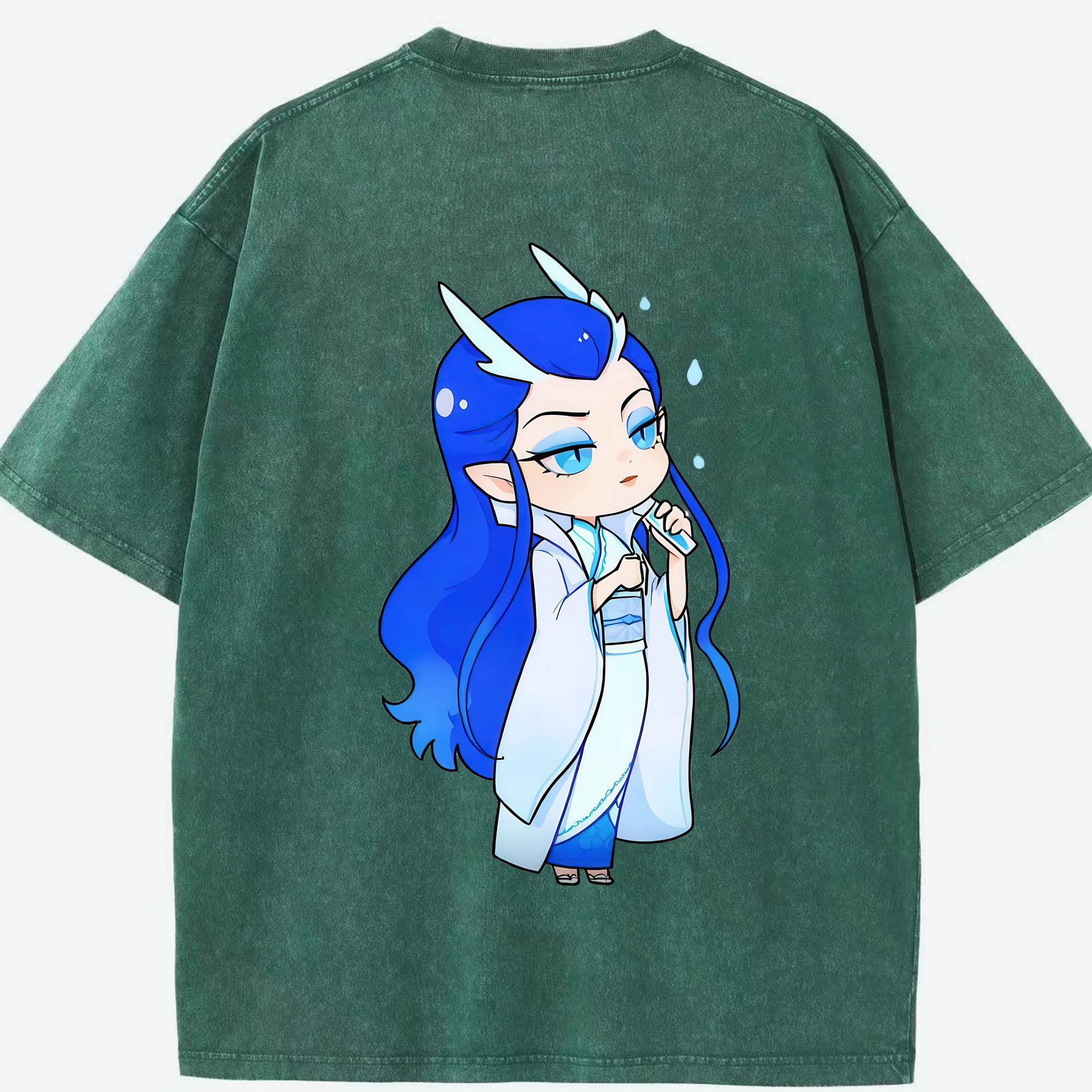 （画像用） Ne Zha 2 ナタ 魔童の大暴れ 綿100% ヴィンテージ風 半袖Tシャツ（背面プリント）